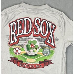 Boston Red Sox Shirt Youth Large Gray MLB Baseball Fenway Park Clover St Patrick
